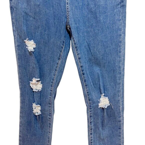 NWT Potili Medium Wash Skinny Distressed Stretch Blue Denim Jeans Retail $99 - Picture 7 of 12